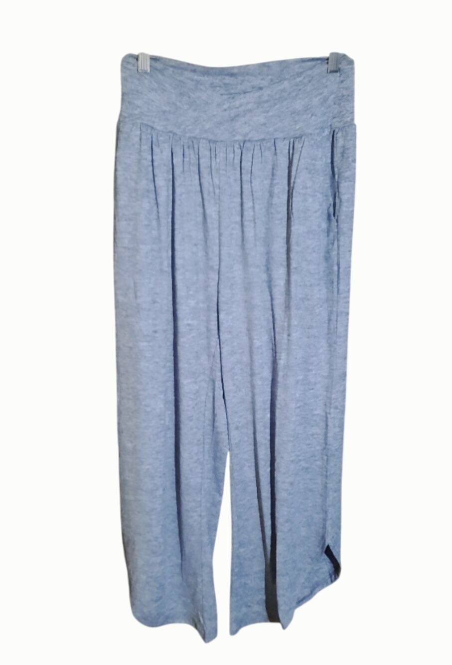 Tarse Womens Heather Gray Wide Leg High Waist Side Pockets Yoga Pants Size L NWT